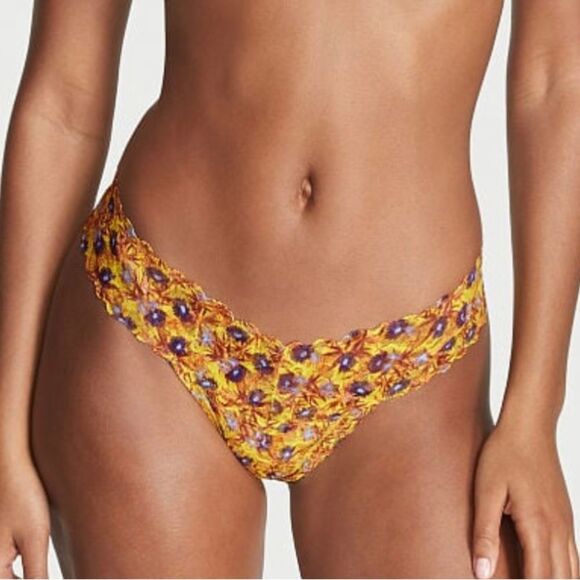 VICTORIA’S  SECRET Lacie Thong Panty Size M Yellow Floral - Picture 1 of 5